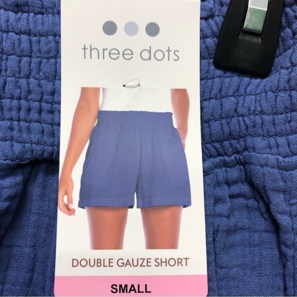 Three Dots Double Gauze Shorts Blue Size Small NWT - Picture 2 of 5